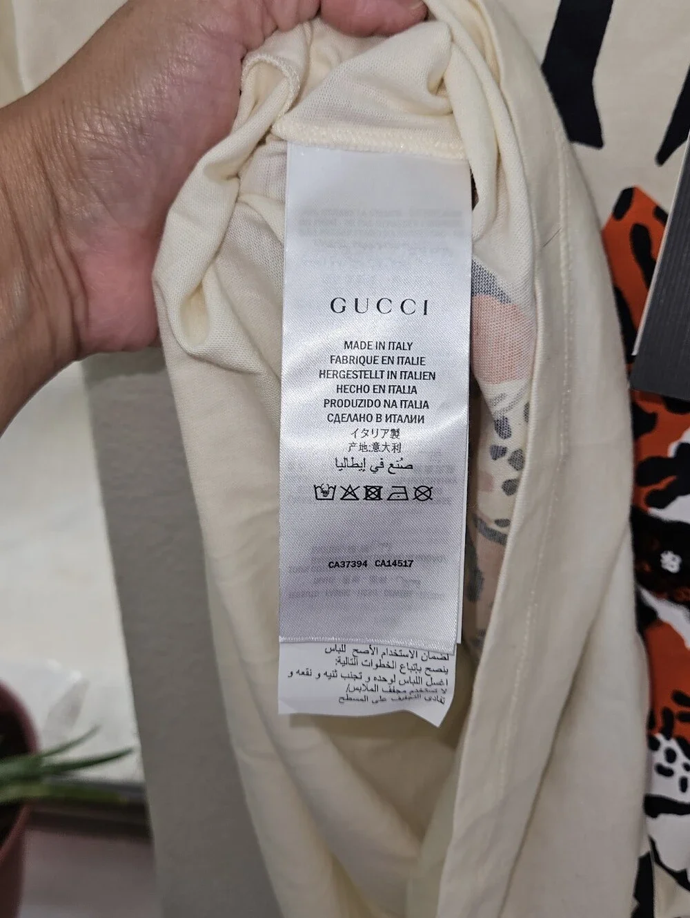 Gucci Cream Tee with Bold Orange Tiger Graphic